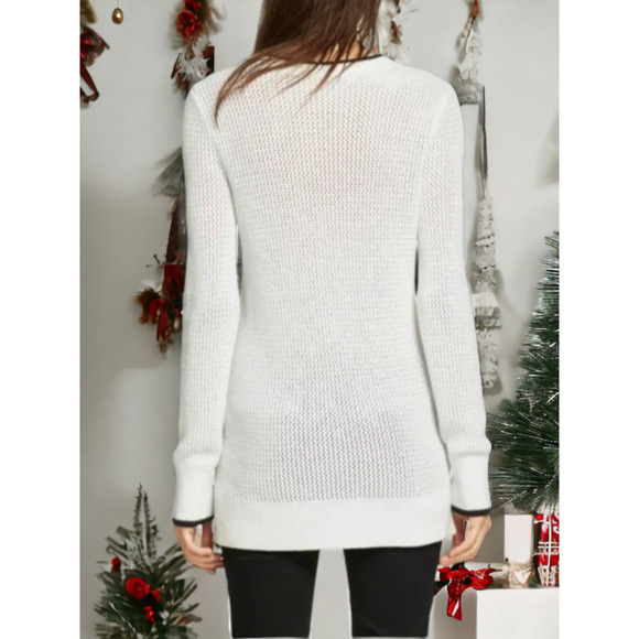 (60% OFF) NWT Rag & Bone ELIZABETH Mesh VNeck Chunky Sweater MSRP $375 STRETCHES - Picture 2 of 4